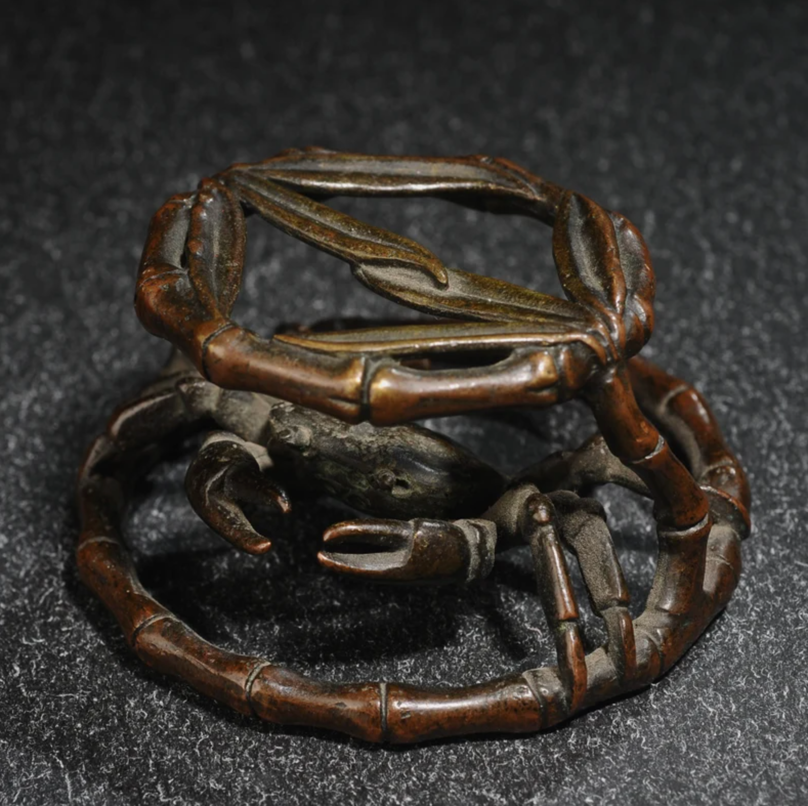 Japanese Bronze Crab Tea Holder