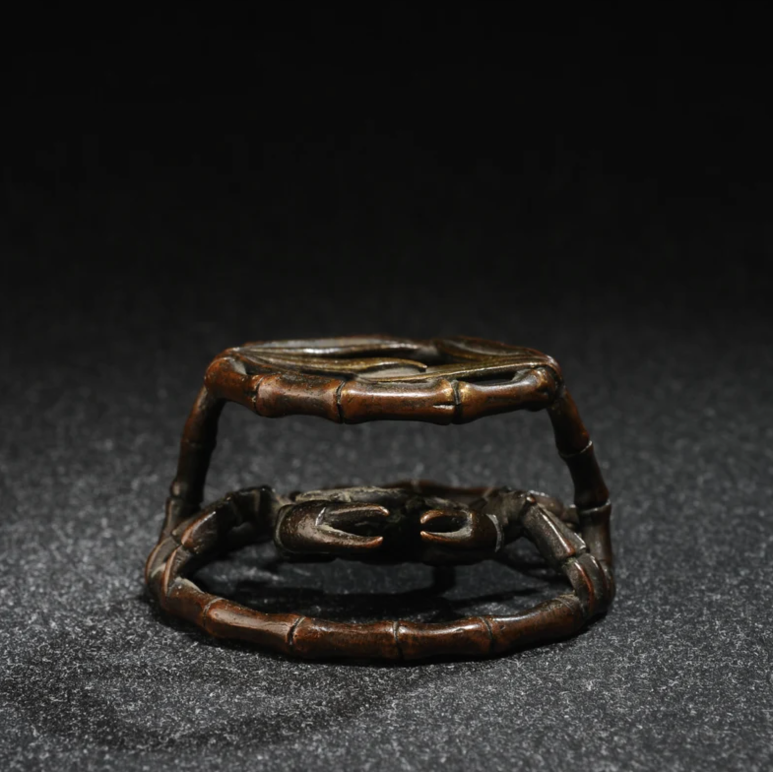 Japanese Bronze Crab Tea Holder
