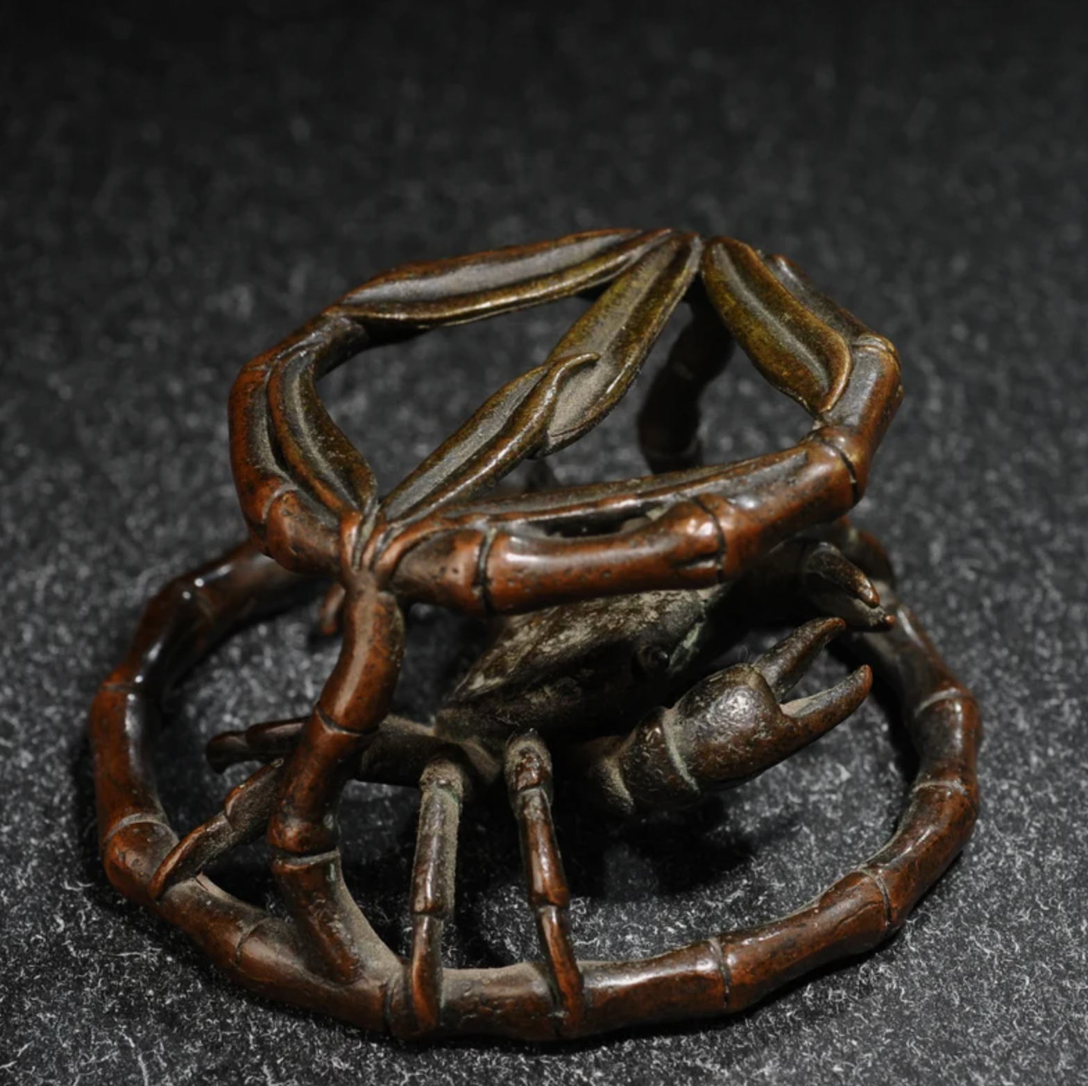 Japanese Bronze Crab Tea Holder