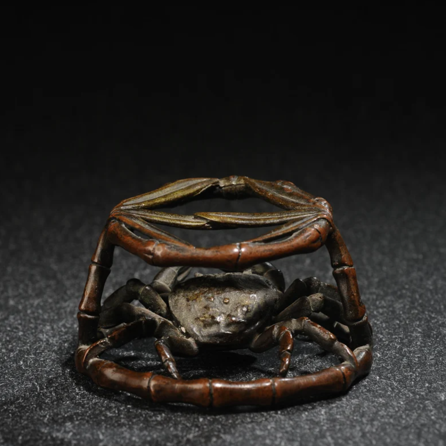 Japanese Bronze Crab Tea Holder