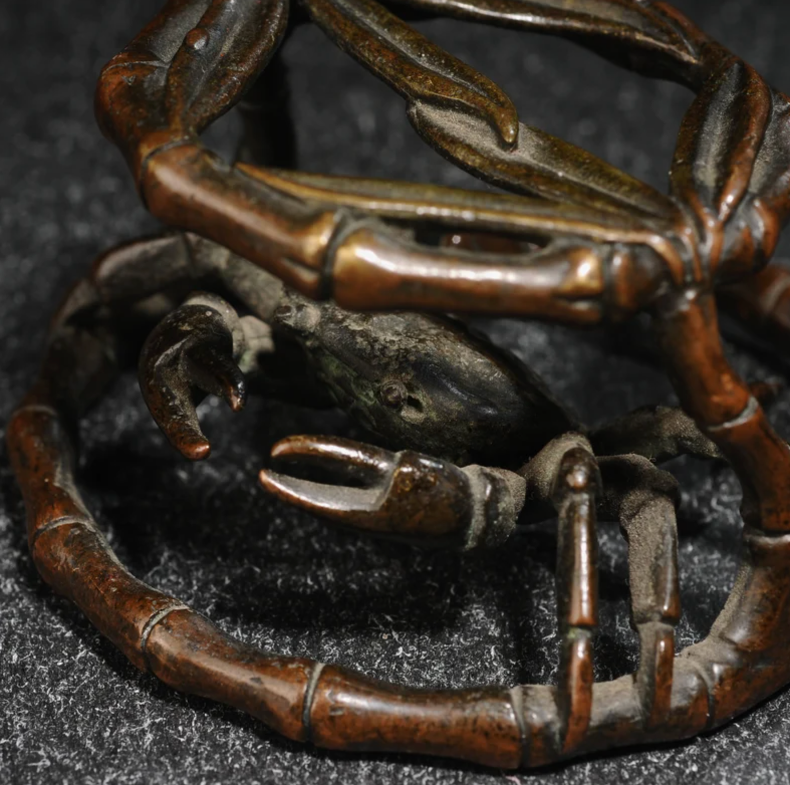 Japanese Bronze Crab Tea Holder